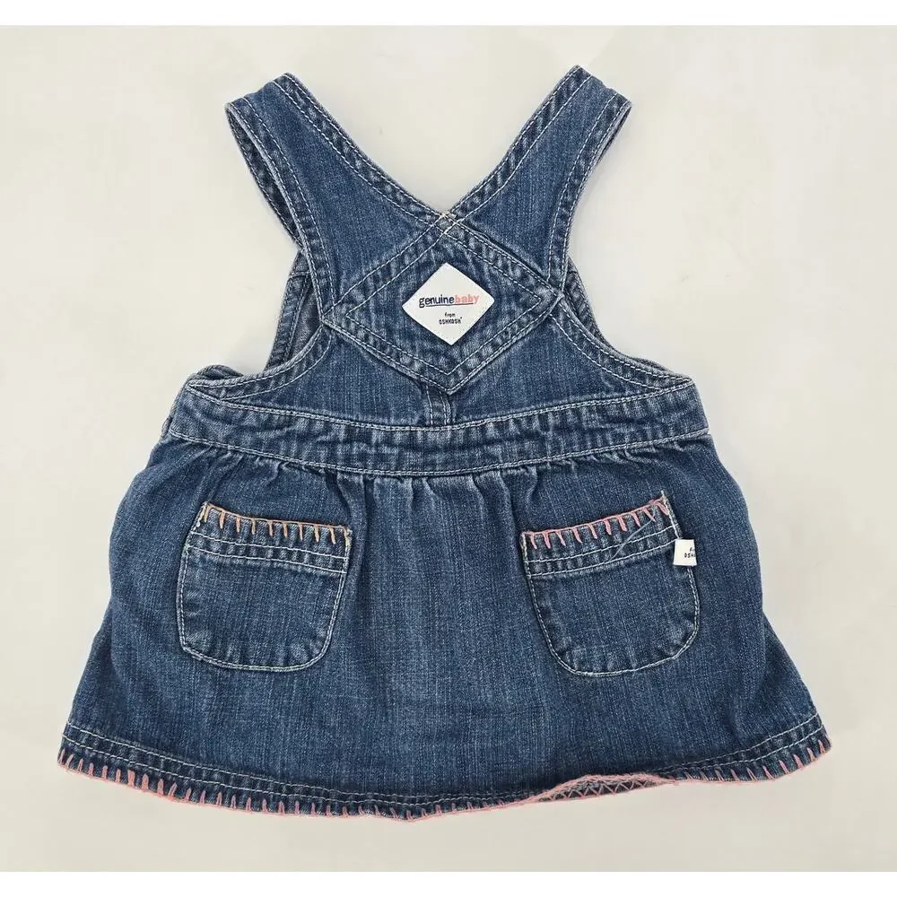 Vintage‎ Y2K OshKosh Floral Embroidered Denim Overall Dress